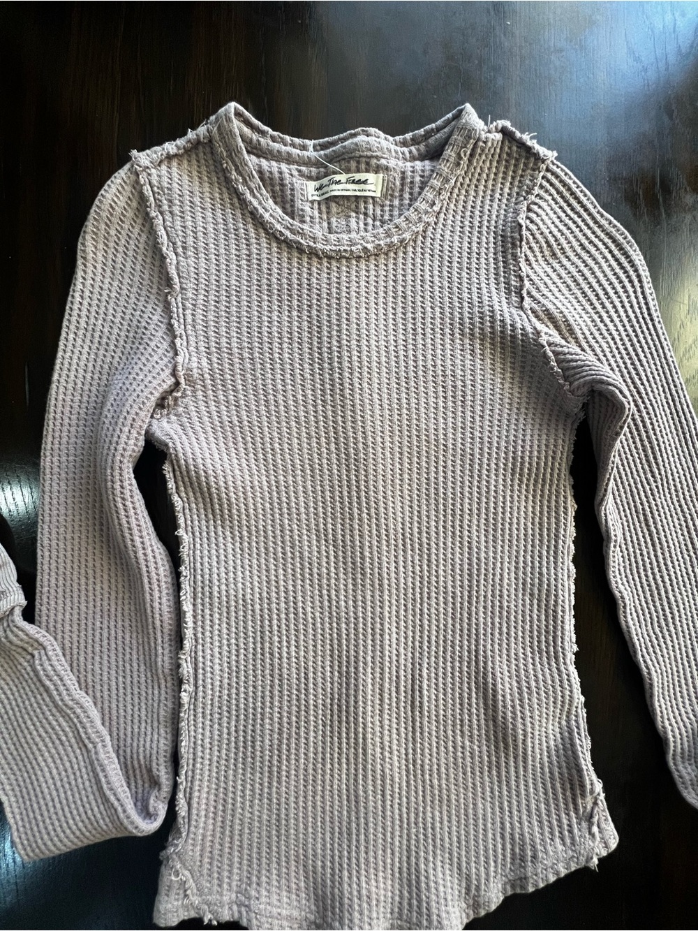 We The Free Lavender Thermal Waffle Long Sleeve Top